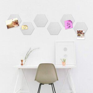 Avana Home 6 Hexagon White & Grey Felt Peel & Stick Bulletin Boards